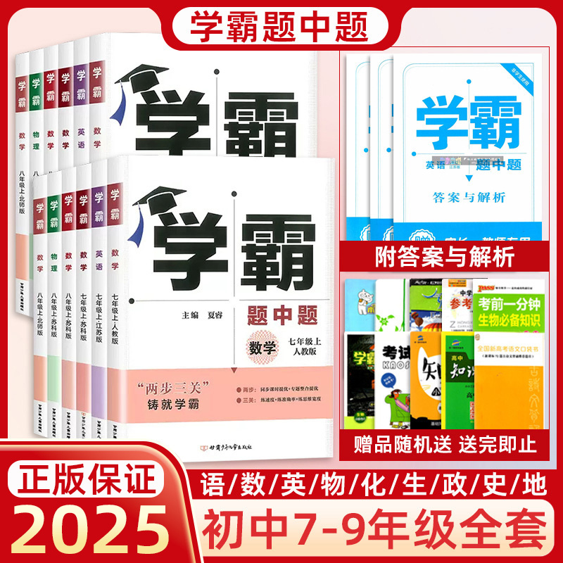 学霸题中题2025版初中七八九年级上下册语文数学英语物理政治历史化学地理人教版苏科版必刷题同步提分专题强化课课练单元检测经纶