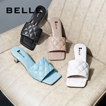 百丽李宇春同款云享凉拖女2020夏商场新款菱格外穿拖鞋3PX30BT0聚