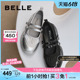 百丽女鞋子24秋季新款芭蕾鞋厚底运动单鞋银色玛丽珍鞋B5D1DCQ4预