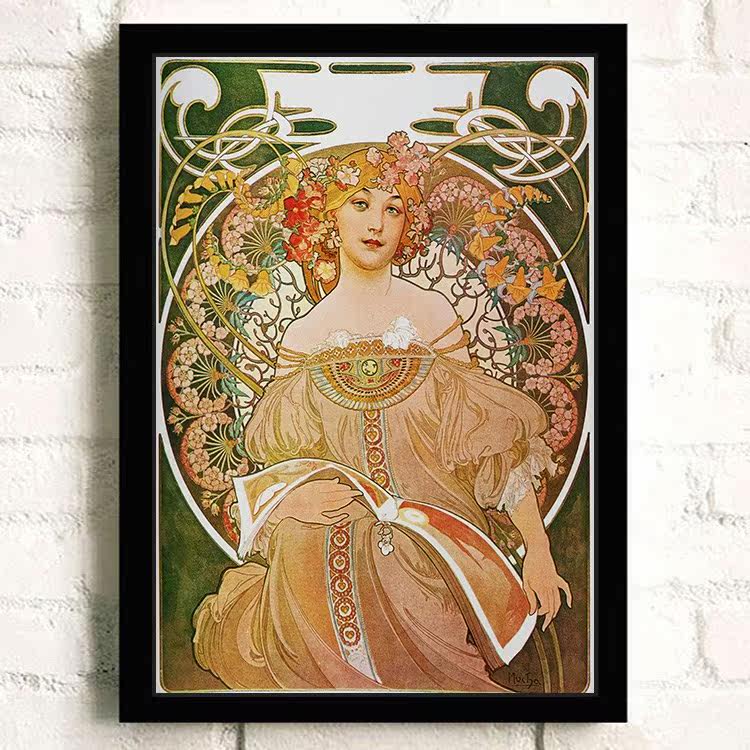 穆夏相框画海报周边美术插画名画mucha手绘星辰少女招贴挂画图集