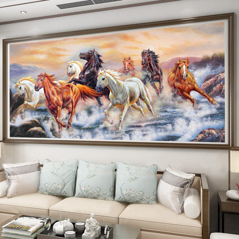 十字绣钻石画满钻八骏图八匹马2020年新款客厅马到成功砖石贴2019