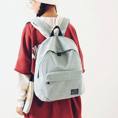 复古文艺双肩包女韩版简约灯芯绒布书包中学生女背包高中生旅行包