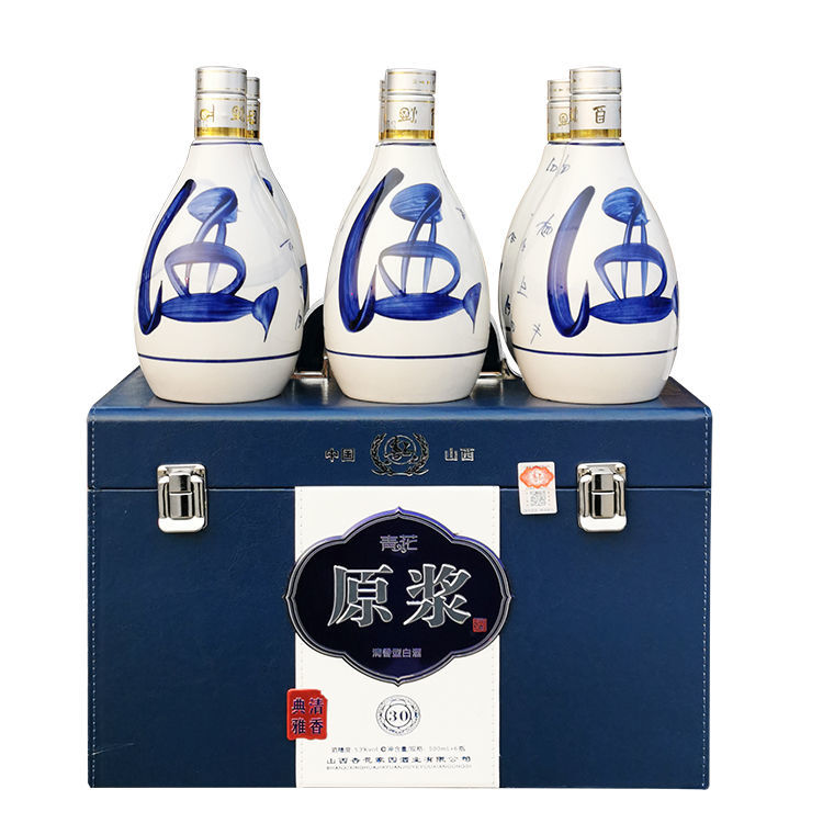 山西杏花家园汾青花原浆30献礼纪念酒53度清香型酒500ml*6瓶送礼