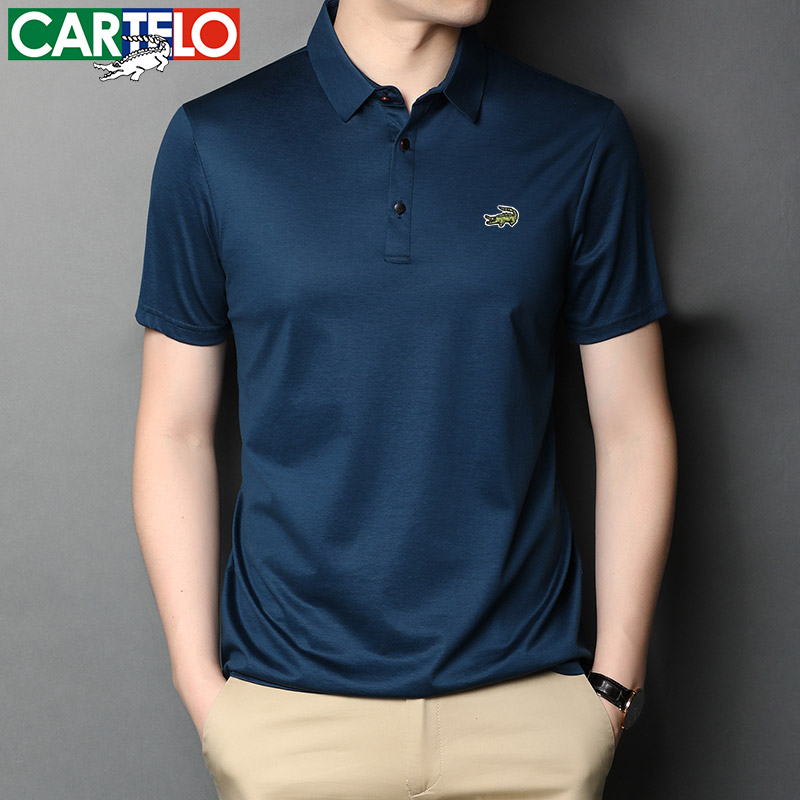 鳄鱼短袖t恤男纯棉翻领中青年爸爸夏装半袖休闲polo衫丝光棉体恤