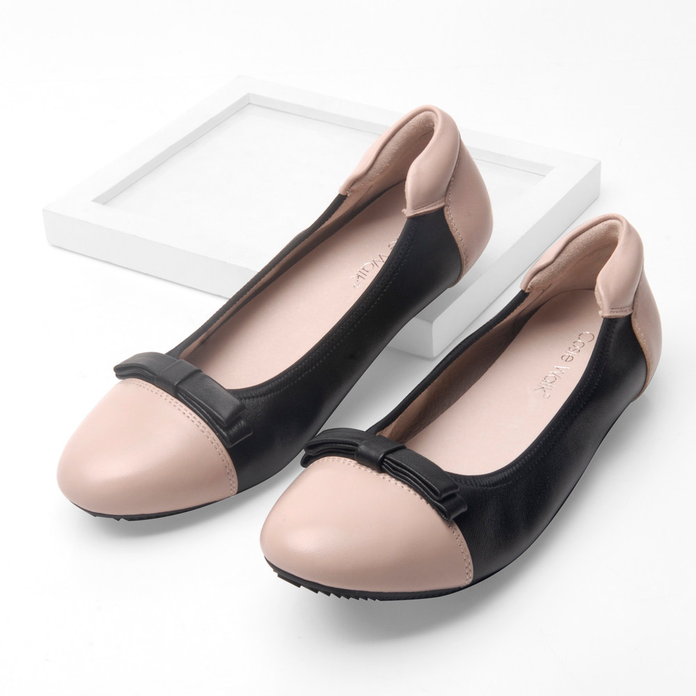 真皮平底瓢鞋女圆头软底船鞋春季2021新款女鞋韩版舒适蝴蝶结单鞋