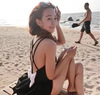 泰国潮牌网红同款游泳衣女士镂空交叉露背蝴蝶结连体裙装温泉泳装|ru 泰国潮牌网红同款游泳衣女士镂空交叉露背蝴蝶结连体裙装温泉泳装|ru