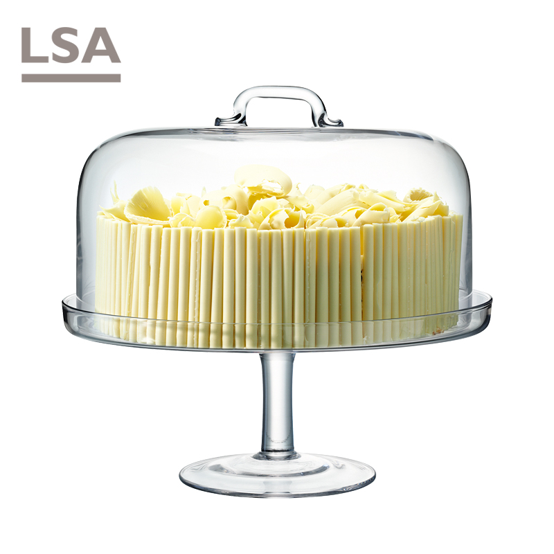 LSA英国进口手工蛋糕罩轻奢水晶玻璃盘甜品点心托展示架冷餐摆台