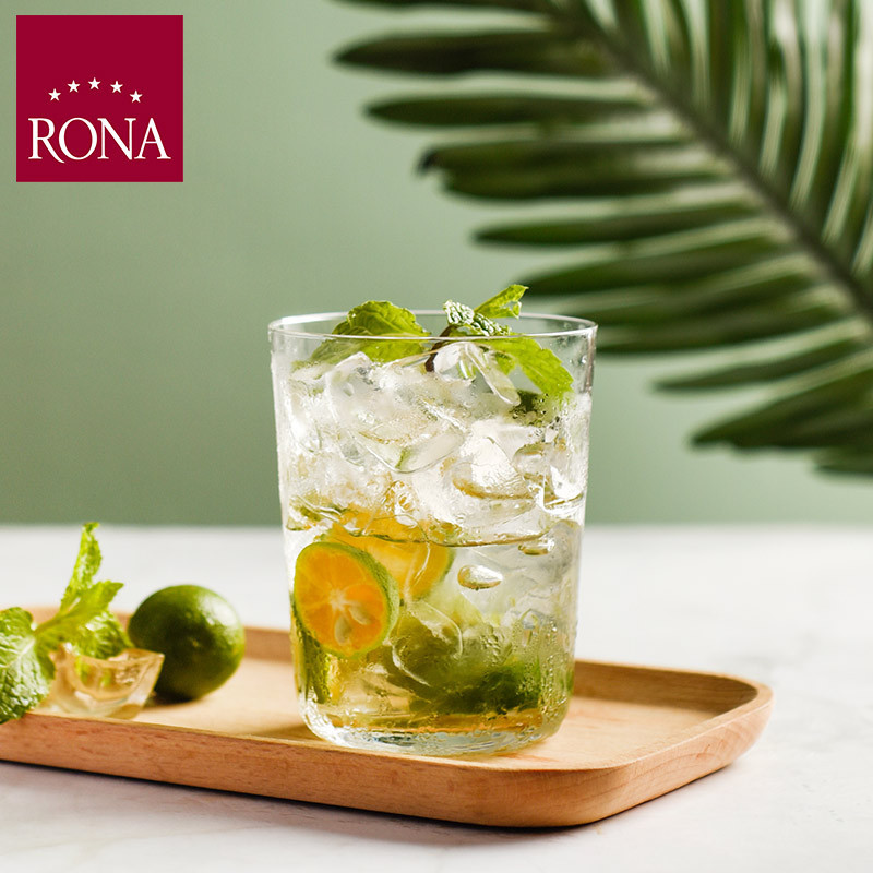 进口RONA洛娜平底杯简单时尚果汁杯水晶玻璃杯家用水杯牛奶杯