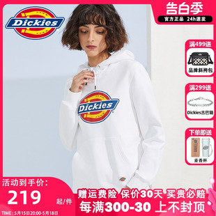 【门店同款】Dickies情侣LOGO纯棉连帽卫衣女宽松舒适毛圈布8809