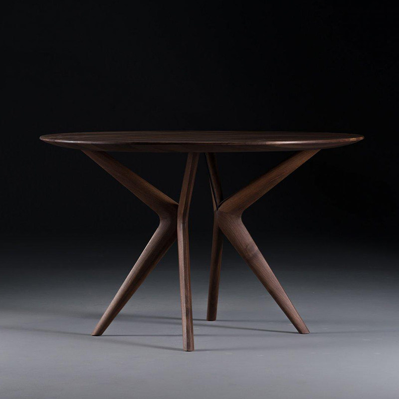 爱绿居 黑胡桃椭圆形实木可伸缩餐台餐桌吃饭桌子桌椅一桌六椅 | 伊范