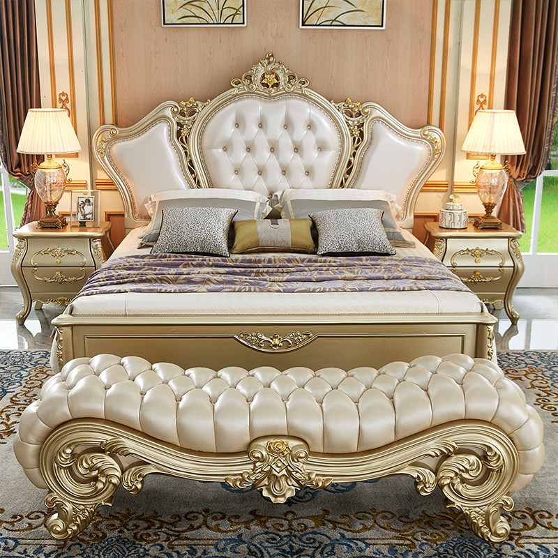 欧式床双人床主卧法式宫廷床实木婚床1.8米大床卧室家具套装组合