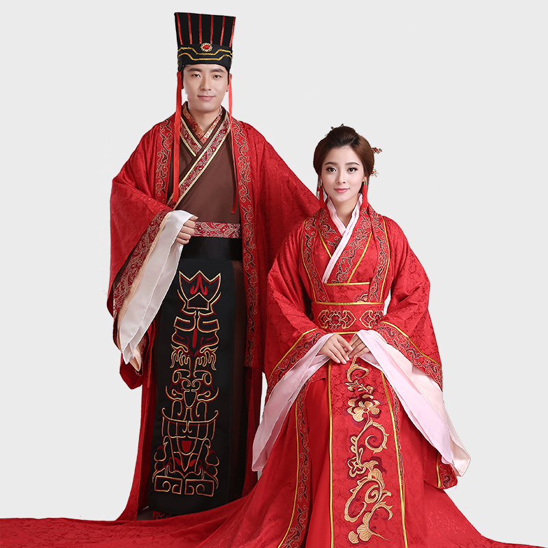 出租汉服婚服新款男女中式结婚礼服红色拖尾新娘嫁衣敬酒服演出服