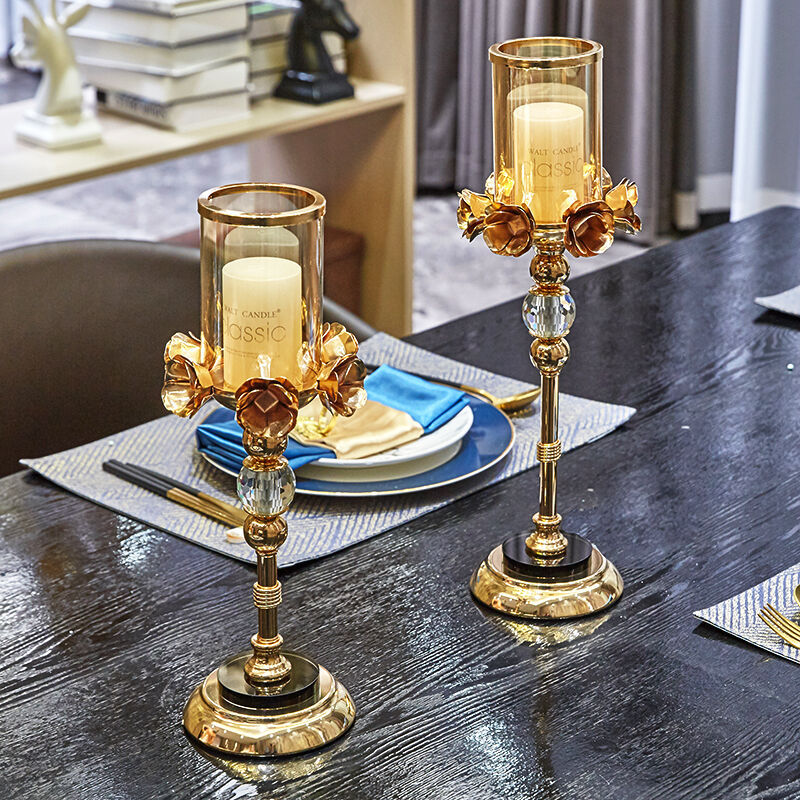 欧式轻奢玻璃烛台北欧浪漫餐桌蜡烛台