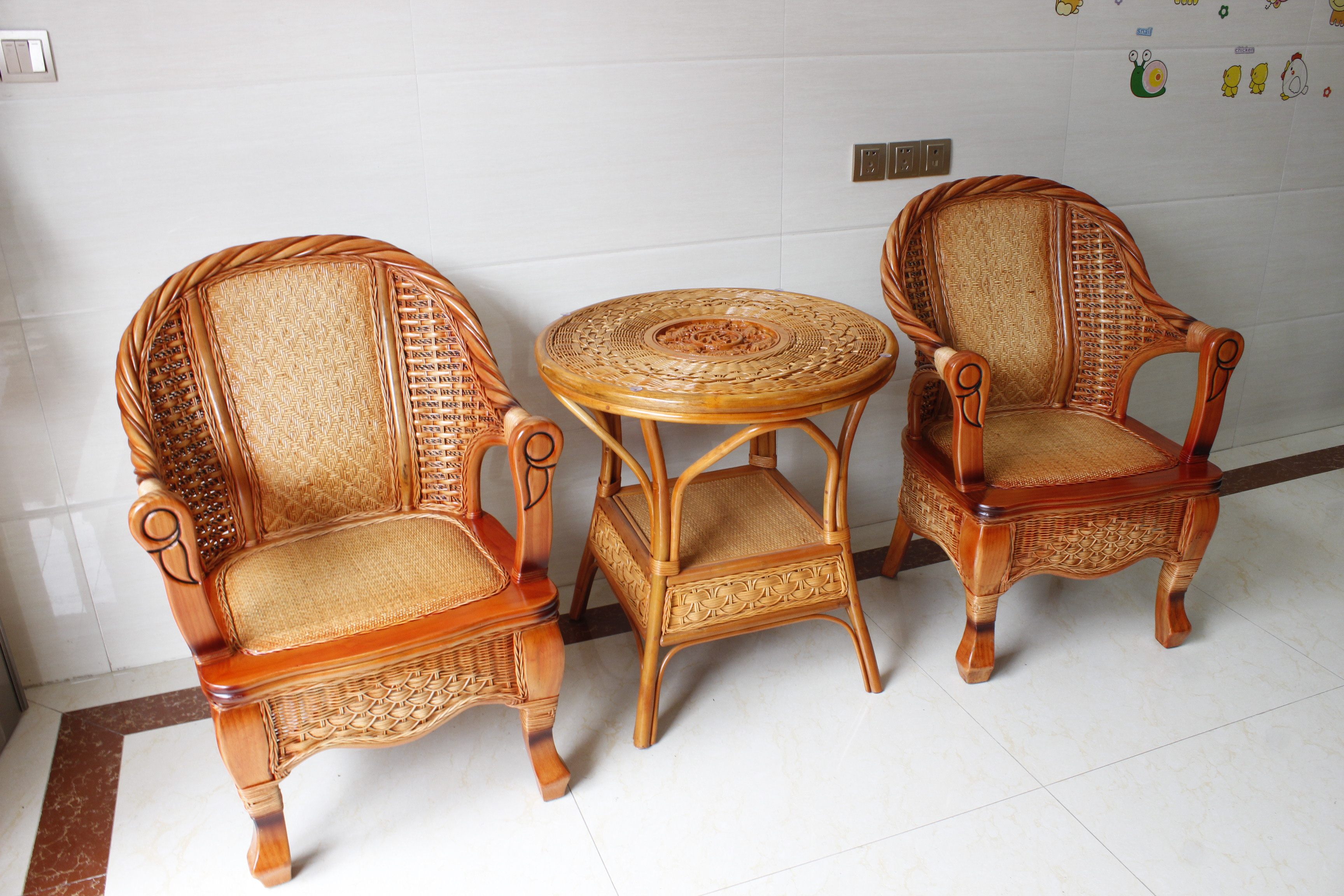 真藤椅子老板椅休闲藤编办公椅靠背椅茶楼椅户外阳台太师椅麻将椅