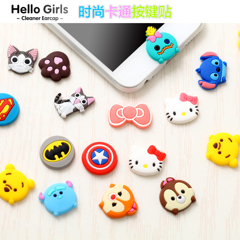 卡通可爱按键贴iphone6splus立体手机贴 按键贴苹果5s硅胶贴纸 潮
