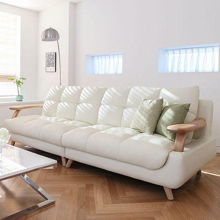 北欧韩式真皮沙发小户型三人位头层牛皮组合简约现代皮艺实木沙发