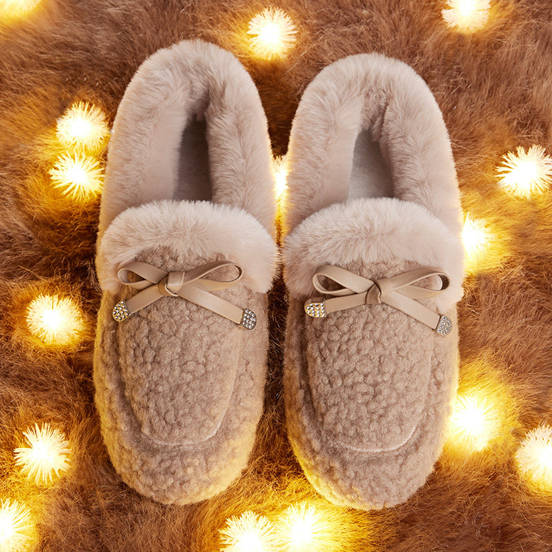 毛毛鞋女外穿加绒2021年秋冬新款冬季时尚冬天懒人爆款豆豆棉鞋子