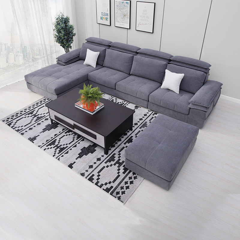 门店款南方家私现代简约u型轻奢布艺沙发组合大户型欧式客厅沙发