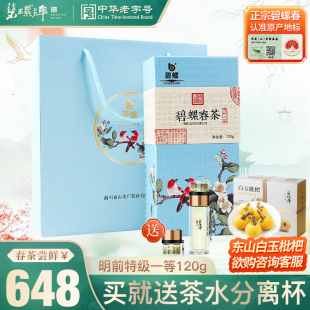 2024新茶上市碧螺春苏州东山茶厂明前特级一等绿茶送人礼盒装120g