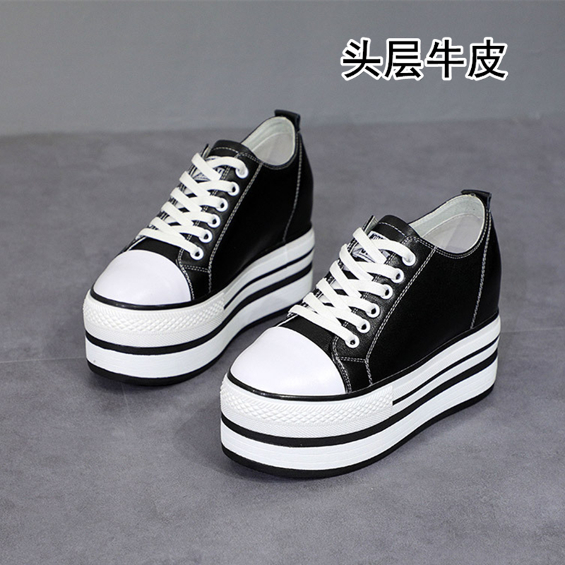 The thickness of the bottom White shoes Autumn and winter 2019 new pattern Korean Edition genuine leather The increase in 9CM Trifle with leisure time skate shoes Versatilein the Women's Shoes, Low shoes category - from Buy2taobao.com to provide professional Taobao agent buy service
