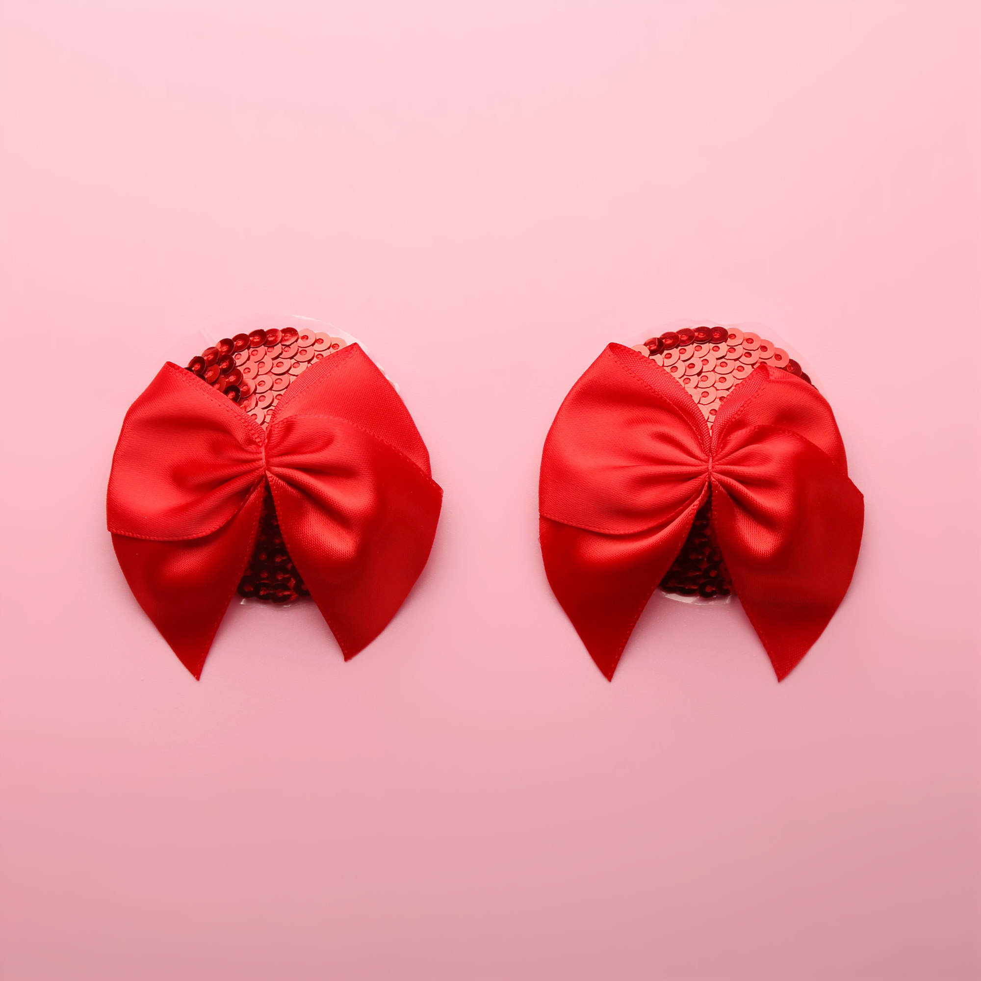 特价情趣胸贴_大红蝴蝶结亮片圆形乳贴 可重复使用乳头贴 情趣胸贴