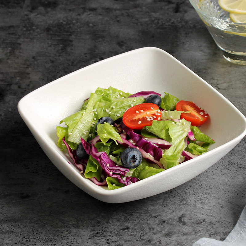日式陶瓷方形沙拉盘素雅西餐摆盘