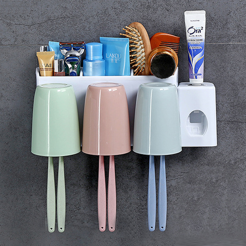 浴室吸壁式牙刷架壁挂洗漱架牙刷筒牙刷杯牙刷置物架套装收纳架