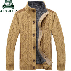 专柜正品AFS JEEP加绒加厚针织衫冬季毛衣正品保暖大码外套毛衫男