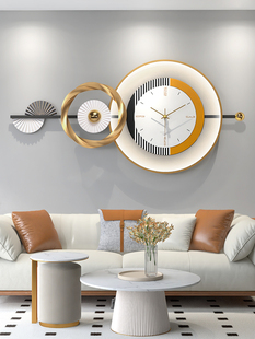 简约时钟挂钟客厅创意家用现代背景墙装饰灯光画餐厅大气轻奢钟表