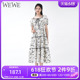WEWE/唯唯夏季新品女装气质国风水墨印染女士连衣裙大气优雅