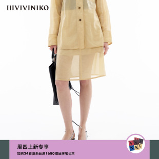 IIIVIVINIKO2024夏季新款“全棉欧根纱”轻薄休闲A字廓型半身裙女