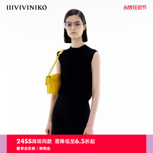 IIIVIVINIKO2024夏季新款“四空针织系列”宽松半高领针织背心女