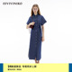 IIIVIVINIKO2024夏季新款“冈山蓝牛系列”衬衣式牛仔连衣裙女