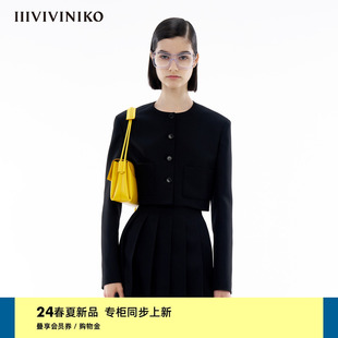 IIIVIVINIKO2024春季新款休闲薄垫肩短款西装外套女M412701105B