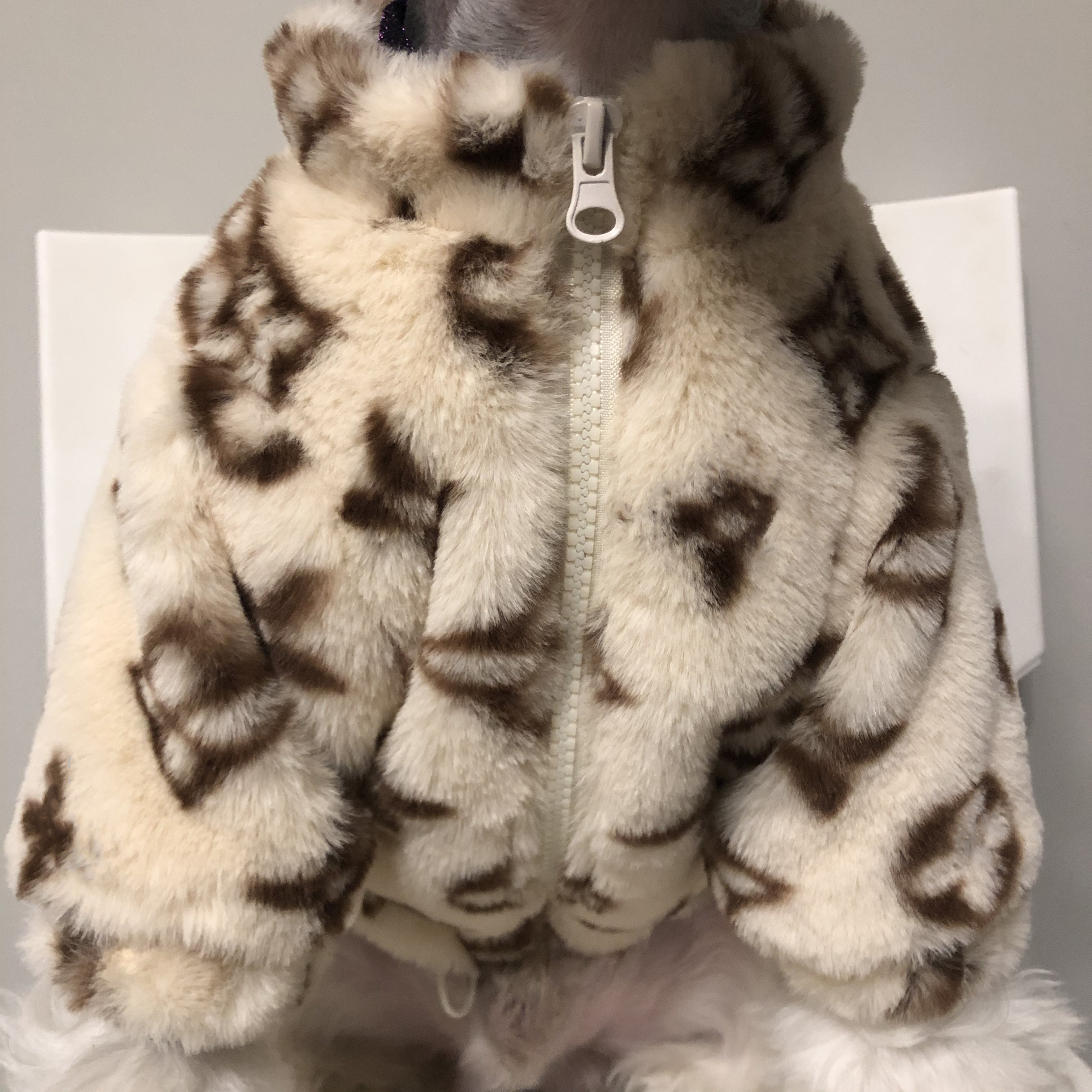 fzl狗狗衣服秋冬雪纳瑞法斗比熊泰迪中小型犬猫咪烟熏皮草外套