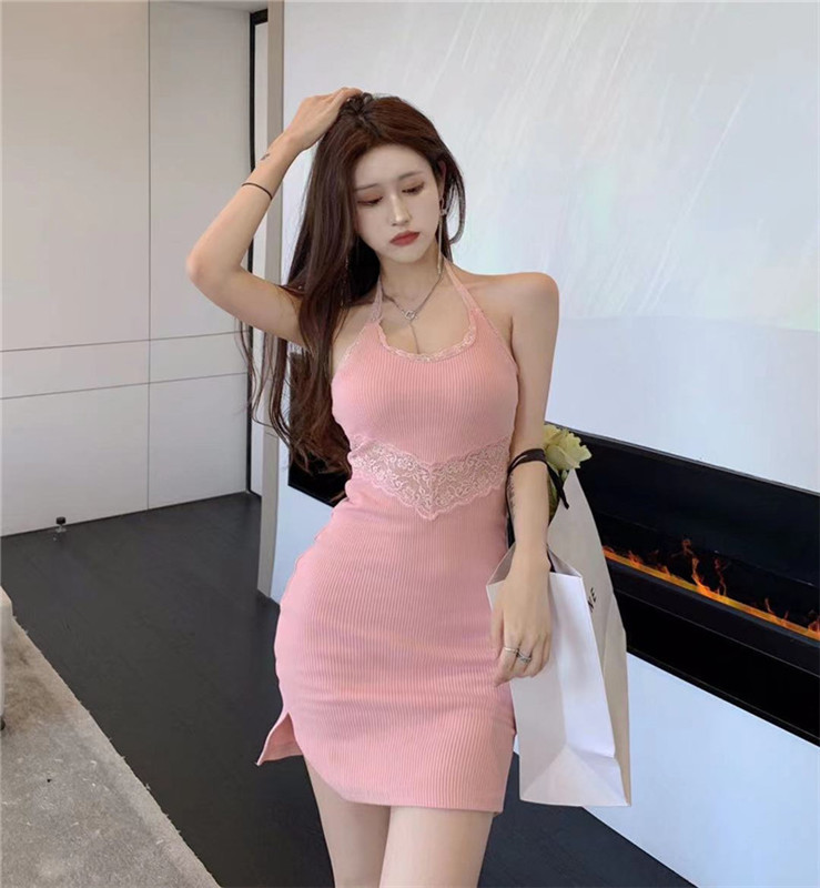 性感蕾丝拼接吊带修身显瘦紧身显胸连衣裙包臀裙女实拍实价