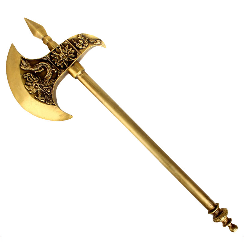 广缘德大号黄铜斧头摆件家居装饰品龙头战斧子家居摆件铜工艺品