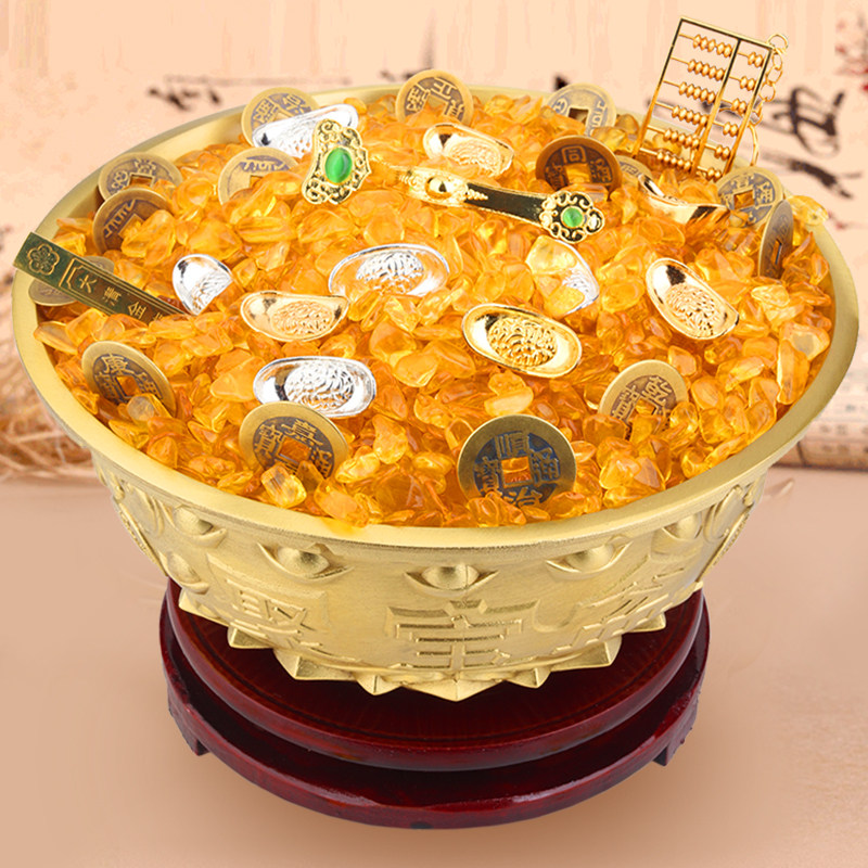 聚宝盆纯铜摆件铜缸黄铜米缸百福缸客厅家居五福结婚小铜盆存钱罐