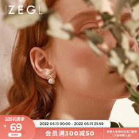 ZEGL仿珍珠蝴蝶结耳环小众设计感高级耳钉女气质耳饰品耳夹无耳洞