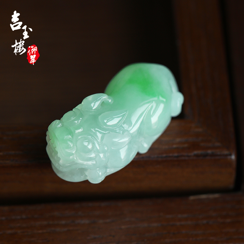 天然缅甸A货翡翠貔貅吊坠冰飘绿花貔貅吊坠裸石可镶嵌可编绳|msdalam kategori barang kemas/berlian/Emerald/emas, Jade (baru), lain - dari Buy2taobao.com untuk memberikan perkhidmatan ejen Taobao profesional membeli