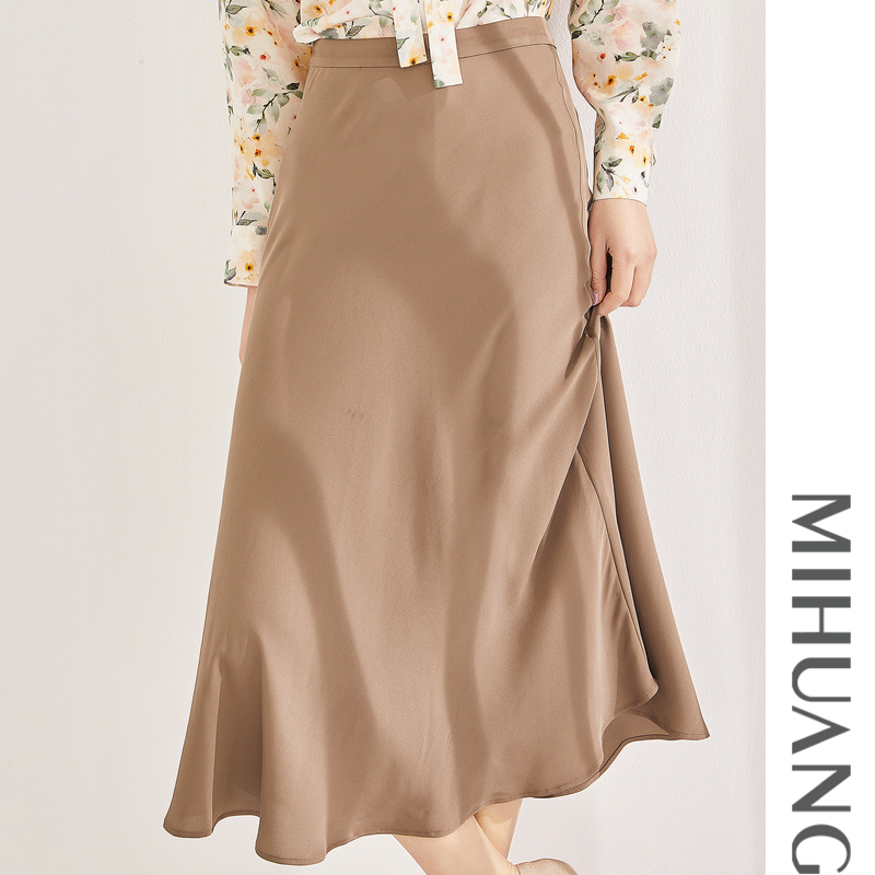 Mihuang 2022 Spring and summer new pattern Middle-waisted skirt mulberry silk Solid leisure time A word skirtin the Women's clothing/Boutique , Skirts category - from Buy2taobao.com to provide professional Taobao agent buy service