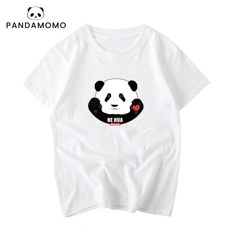 pandamomo 原创大熊猫t恤 夏季新款 卡通可爱 和花