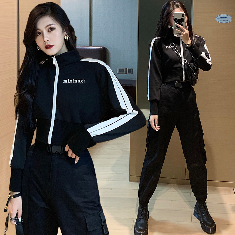 bf风 中性_酷女孩穿搭风格工装套装女装潮bf风秋季中性上衣服帅气嘻哈