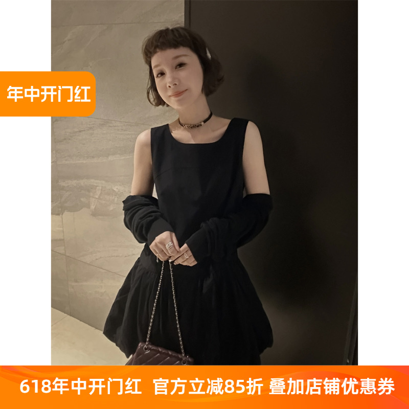 黑色显瘦背心裙女2024夏季新款时