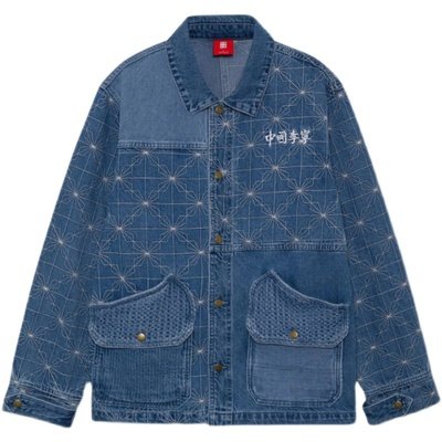 中国李宁外套男女春季戚薇同款运动休闲水洗牛仔夹克外套 ajdr441