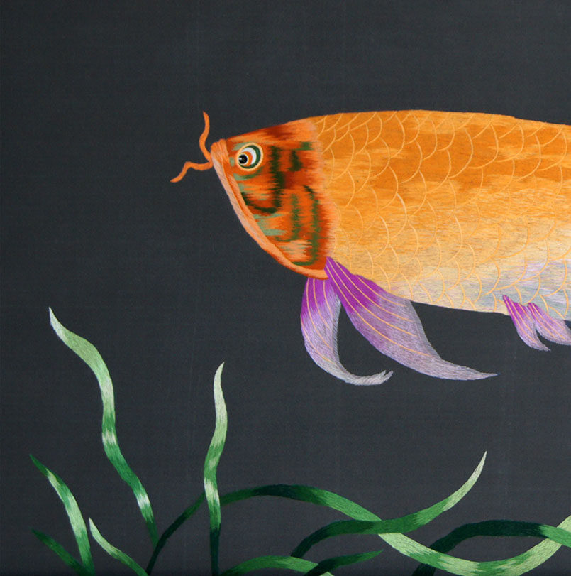 苏绣单面绣 《金龙鱼》