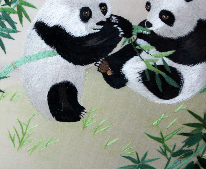 苏绣单面绣 王亚星工作室《熊猫》