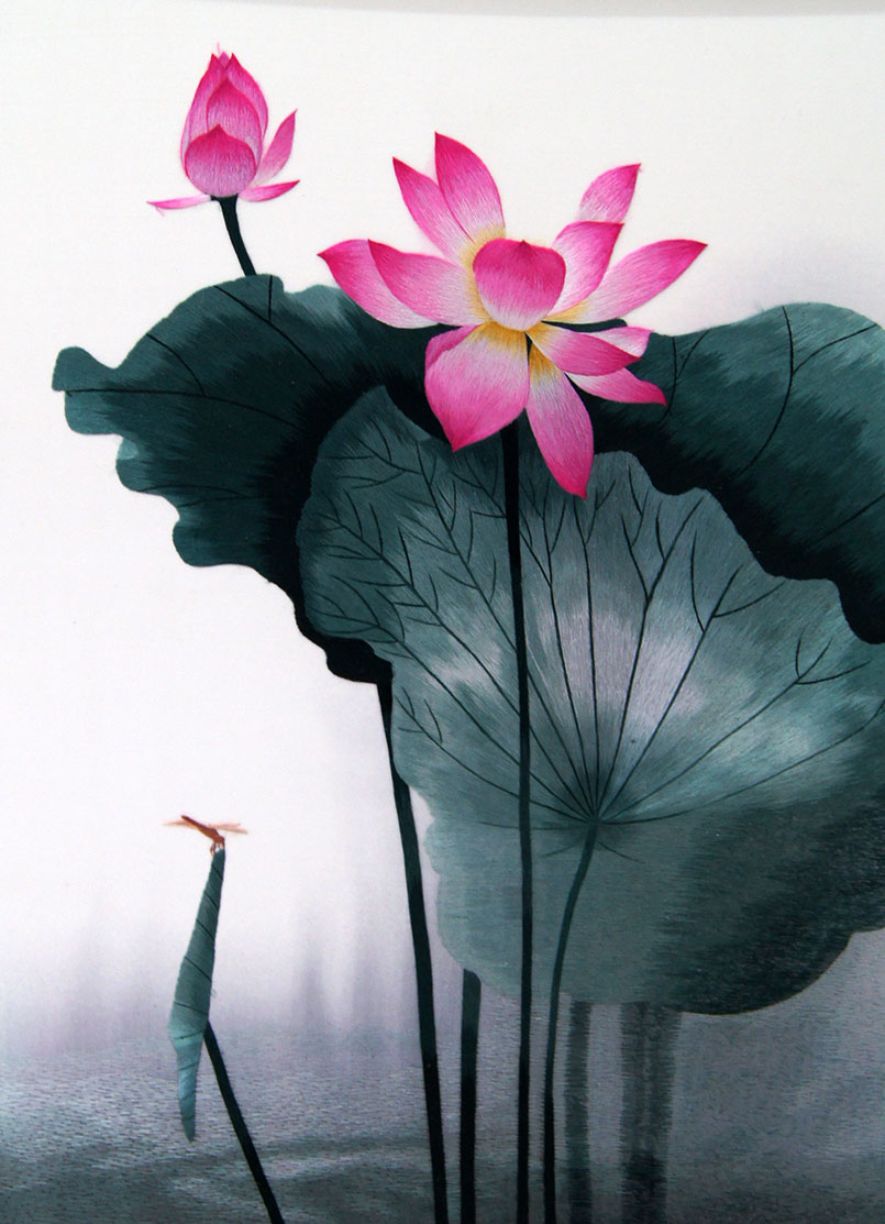 苏绣单面绣 《荷韵三件套》