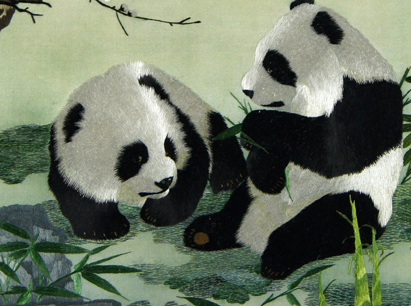 苏绣单面绣 姚叶《熊猫》