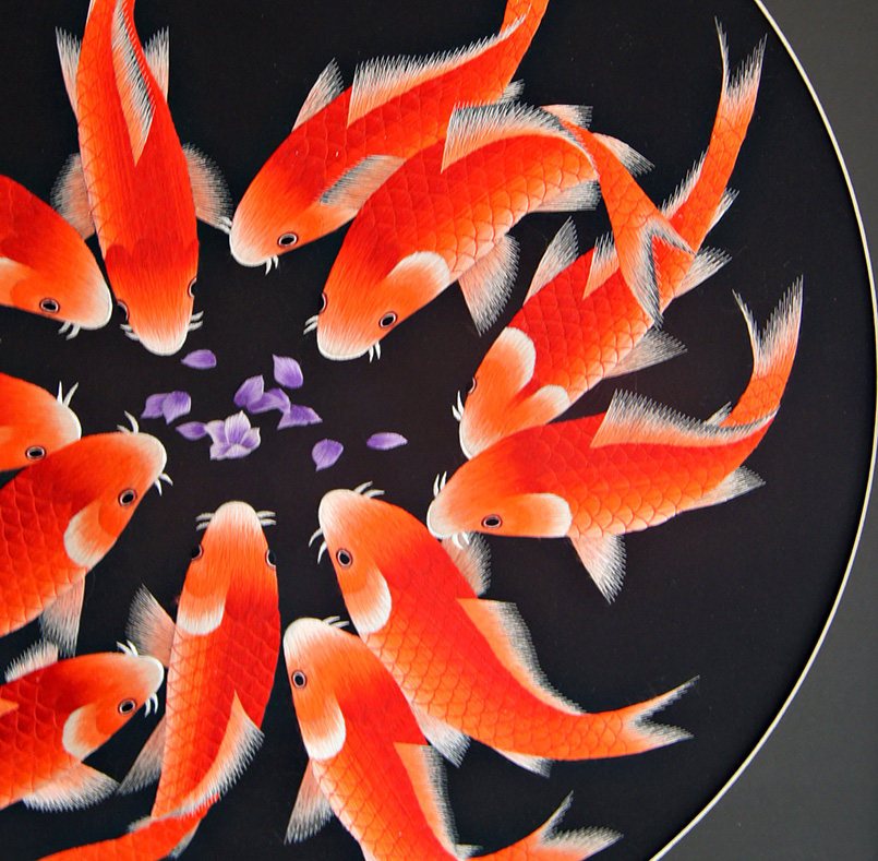 苏绣单面绣 《团圆鱼》